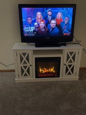 Tv stand w/fireplace assembly