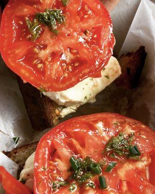 AMAZING heirloom & mozz toast!