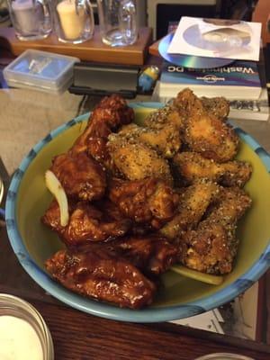 Honey BBQ and Garlic Parmesan wings