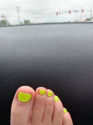 As you can see the nail polish does not cover my whole toe nails.