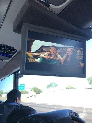 Movie on shuttle bus