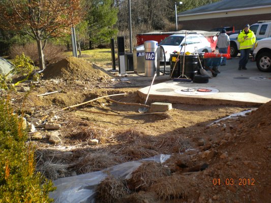 cleanup at a gas station