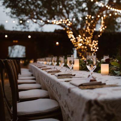 A special outdoor wedding under the lights