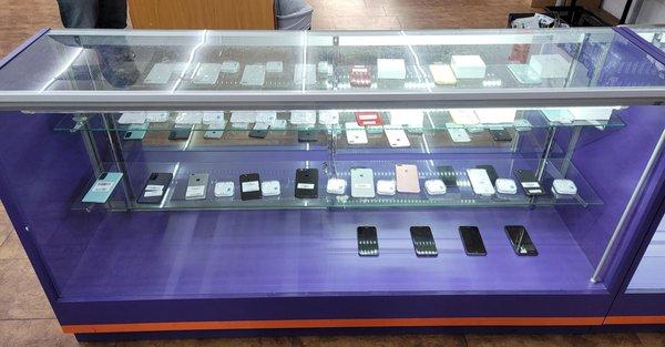 Phones of all types. Iphones and Samsung Phones