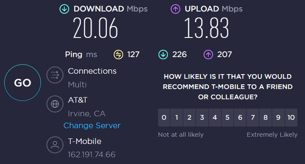 Dismal speed. Supposed to be 100/100