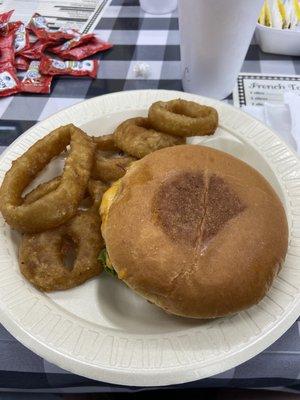 T-Buddy burger with O'rings.