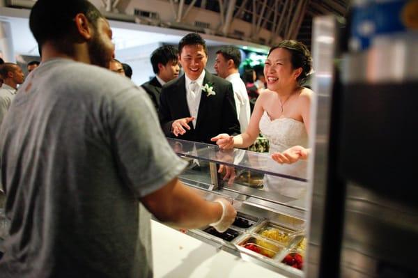 my husband and i being shocked at all the fruit cappuccino catering provided!