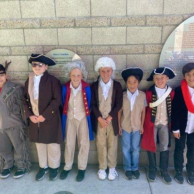 My Son is second from the left in the brown jacket with shirt and hat from Heritage Costume.  Crispus Atticus