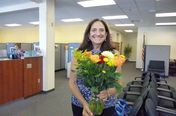 A birthday bouquet at my office!