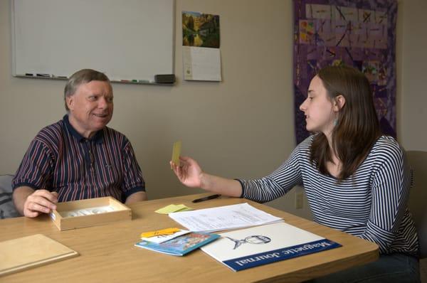 An Adult Ed student and his tutor, who is an Americorps member working with the Literacy Council