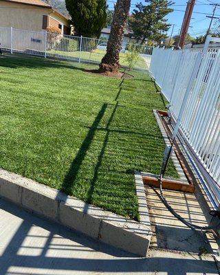 The after of the new grass installation