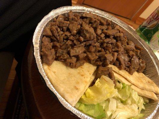 Beef gyro over rice