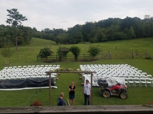 2nd story outside looking out at wedding seating (200 chairs)