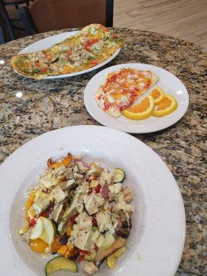 Flatbread for him..cheese pizza for our kid and  an entree from their bowls menu for me