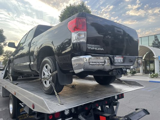 Towing broken down tundra