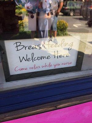 We offer a comfortable area to breastfeed.