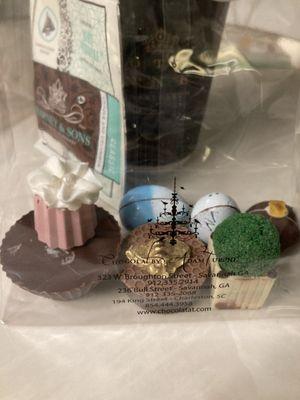 peanut butter cups, cake truffle, versailles topiary truffle w pistachio puree, humpty dumpty truffles, orange truffle