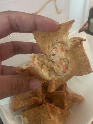 "Crab Rangoon" with no crab or cream cheese.