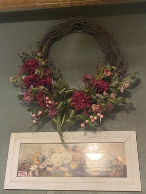 Large 4'+ Mixed silk floral wreath.