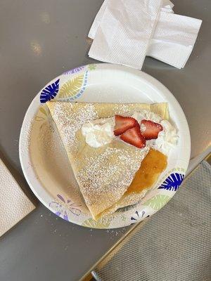 Apricot and whipped cream crepe