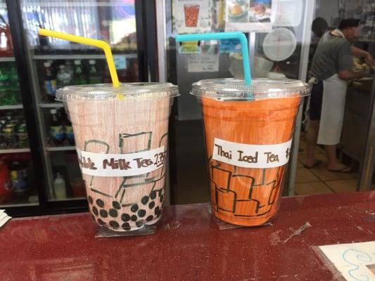 Summer drink( bubble milk tea and Thai ice tea)