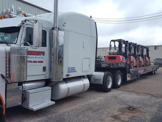 Tandem axle Landoll with dock levelers.