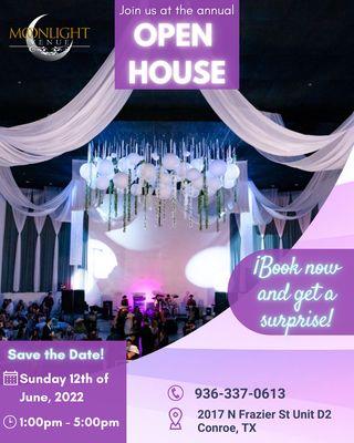 Join us at our annual open house! 
Design your next event with us, we'll have photographers  dj's, florists  event planners and more