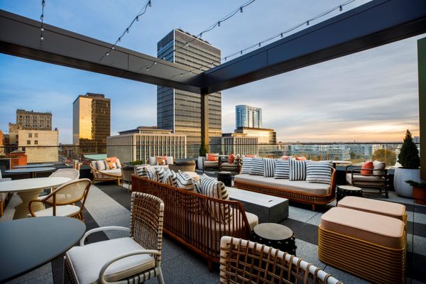 Take in the views of the city from six floors up in our rooftop lounge