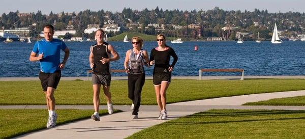 I led a running group training for a 5k run several years ago. This was taken during the warm up for a run.