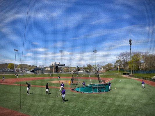 Emerson College Baseball warm ups