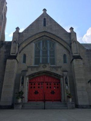 Main doors to worship space.