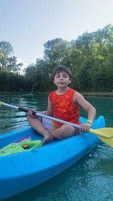 My son 8 years old on his first kayak. I felt very safe for him to be able to enjoy this experience.