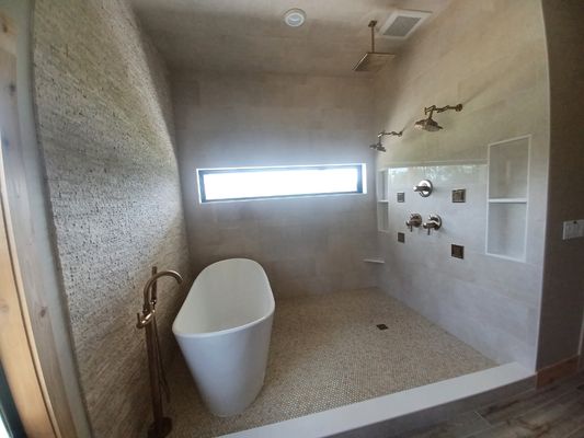 Custom wet room shower and tib