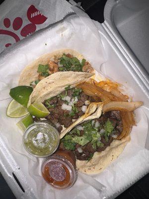 Tacos steak and chicken