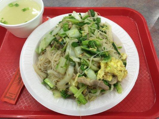 mei fun with pork and vegetables (listed under the fried noodle section