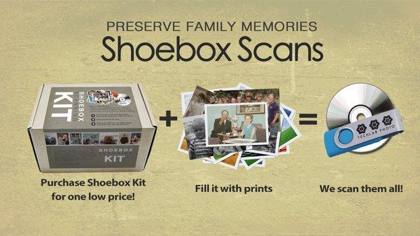 Shoe Box Scans - Fill up a box and get all photos in box scanned for one low price!