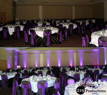 Uplighting - before and after at Villa Cesare