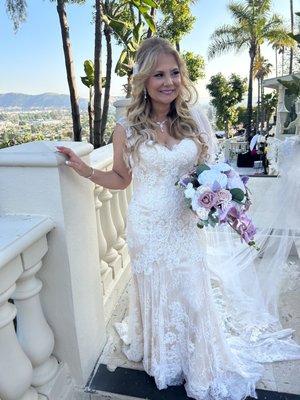 Wedding dress and veil