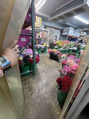 Freezer area with flowers