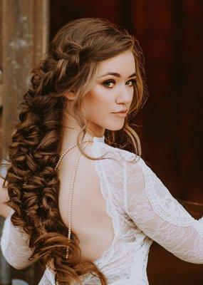 bubble braid mixed with Dutch braid 47 inches of real hair, natural makeup