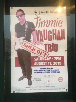 Jimmie Vaughan Trio, sold out show