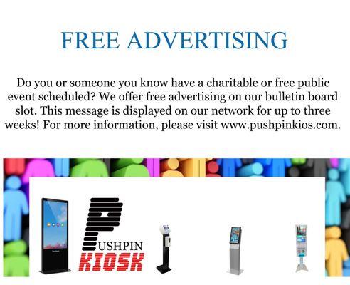 Welcome to the Bulletin board, here we offer free advertising slots for charitable events and more.