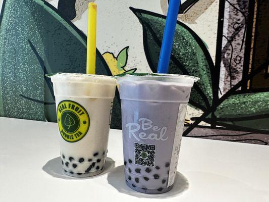 Coconut milk tea & taro milk tea