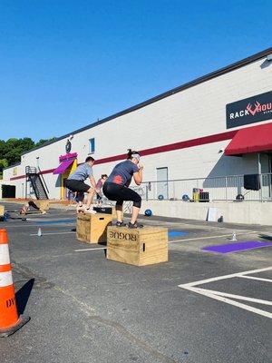 Boxes Jumps! 
Scalable options for all levels of fitness.