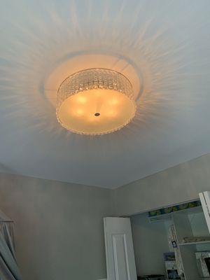 Completed this room and install this beautiful lighting.