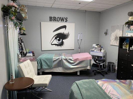 Permanent makeup and eyelash extension room.