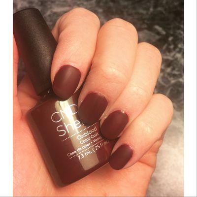 Oxblood Shellac with a Matte Top Coat- manicure by Mary