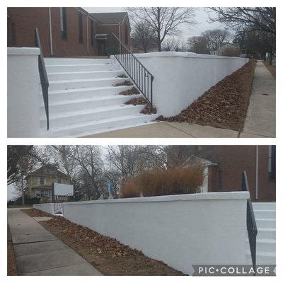 St. Mathew's Church in National Park. The ext. wall needed repairs and new paint. Our combined efforts w/ Russell Rossiter got the job done!