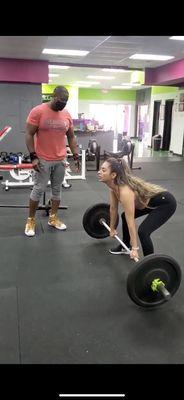 Jason showing my how to do dead lifts (have never done these in my life)!