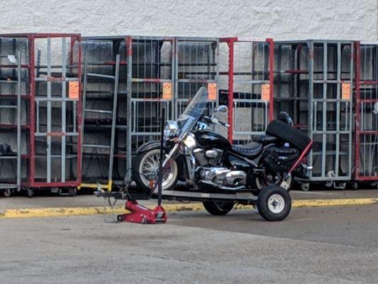 Trailer offloading in Walmart parking lot